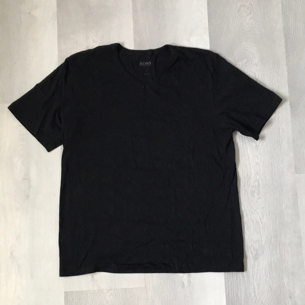 HUGO BOSS BLACK T SHIRT V NECK SHORT SLEEVE 100% COTTON MENS LARGE